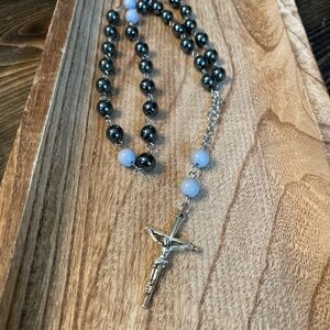 Silver and Black Beaded Protestant Rosary
